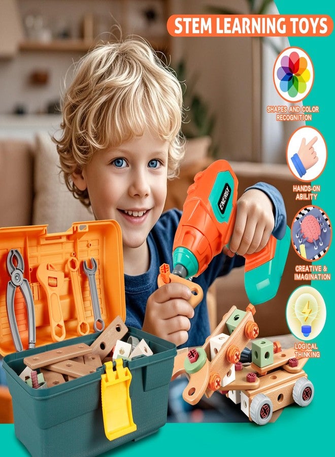 VEAIS Kids Tool Set with Drill, 148 PCS STEM Building Tools with Storage Box Plastic Todder Tool Set for Boys and Girls Age 3 4 5 6 7 8 Years - Image 2